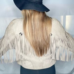 Vintage 80s suede jacket with fringe size S